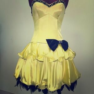 Neon yellow & black cocktail dress
